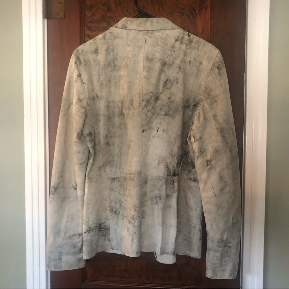 Vintage Distressed Grey Leather Blazer Sample One of a Kind sz S - Picture 7 of 7